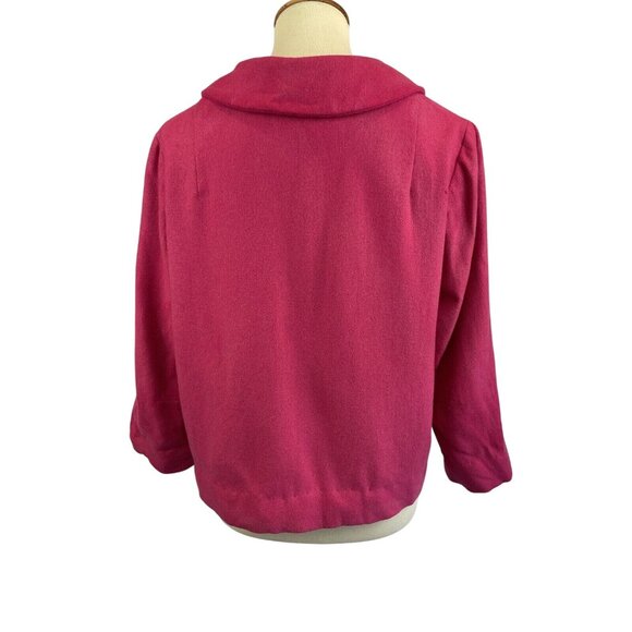 Vintage Hip Length Swing Coat Hot Pink Wool Women’s Size L 3/4 Sleeve - Picture 6 of 11